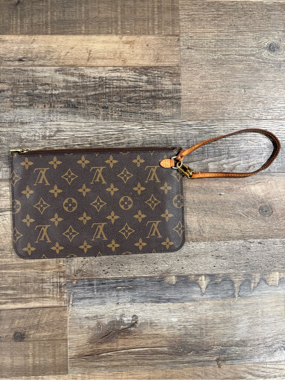 Louis Vuitton Monogram Canvas Wristlet Pouch in Brown and Tan